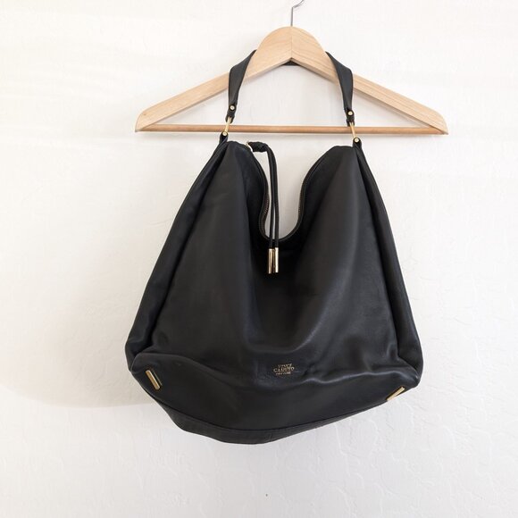 VINCE CAMUTO Josie Shoulder Bag Black Leather Hobo Zip‎ Strap Tassel Dust Bag - Picture 2 of 12